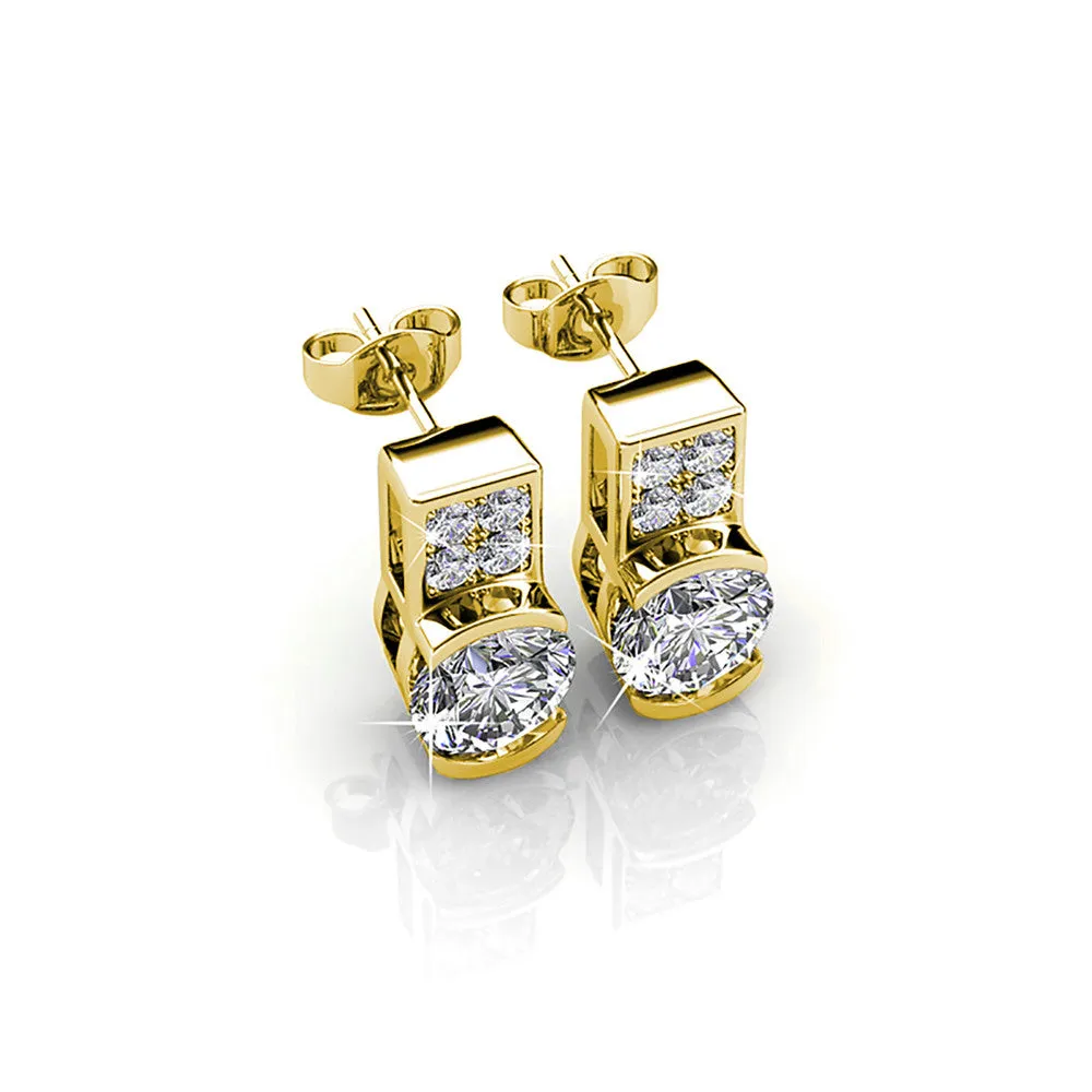Luxe Swarovski Schmuck Laya 18k Weißgold beschichtete Steckerohrringe mit Swarovski Kristallen — Endgültiger Verkauf