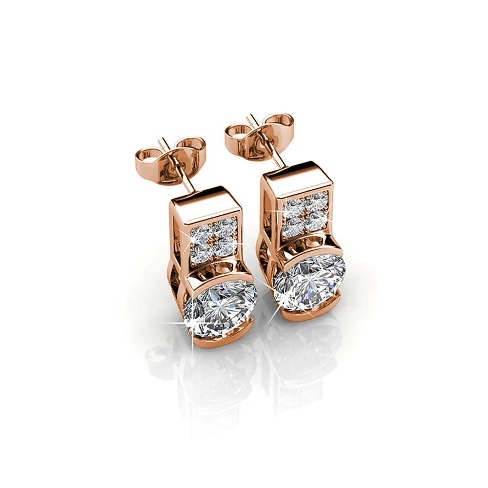 Luxe Swarovski Schmuck Laya 18k Weißgold beschichtete Steckerohrringe mit Swarovski Kristallen — Endgültiger Verkauf