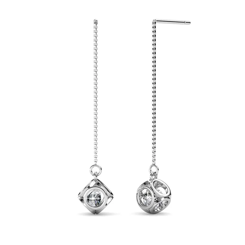 Luxus Swarovski Schmuck Lena 18 Karat Weißgold Ohrringe mit Swarovski Kristallen