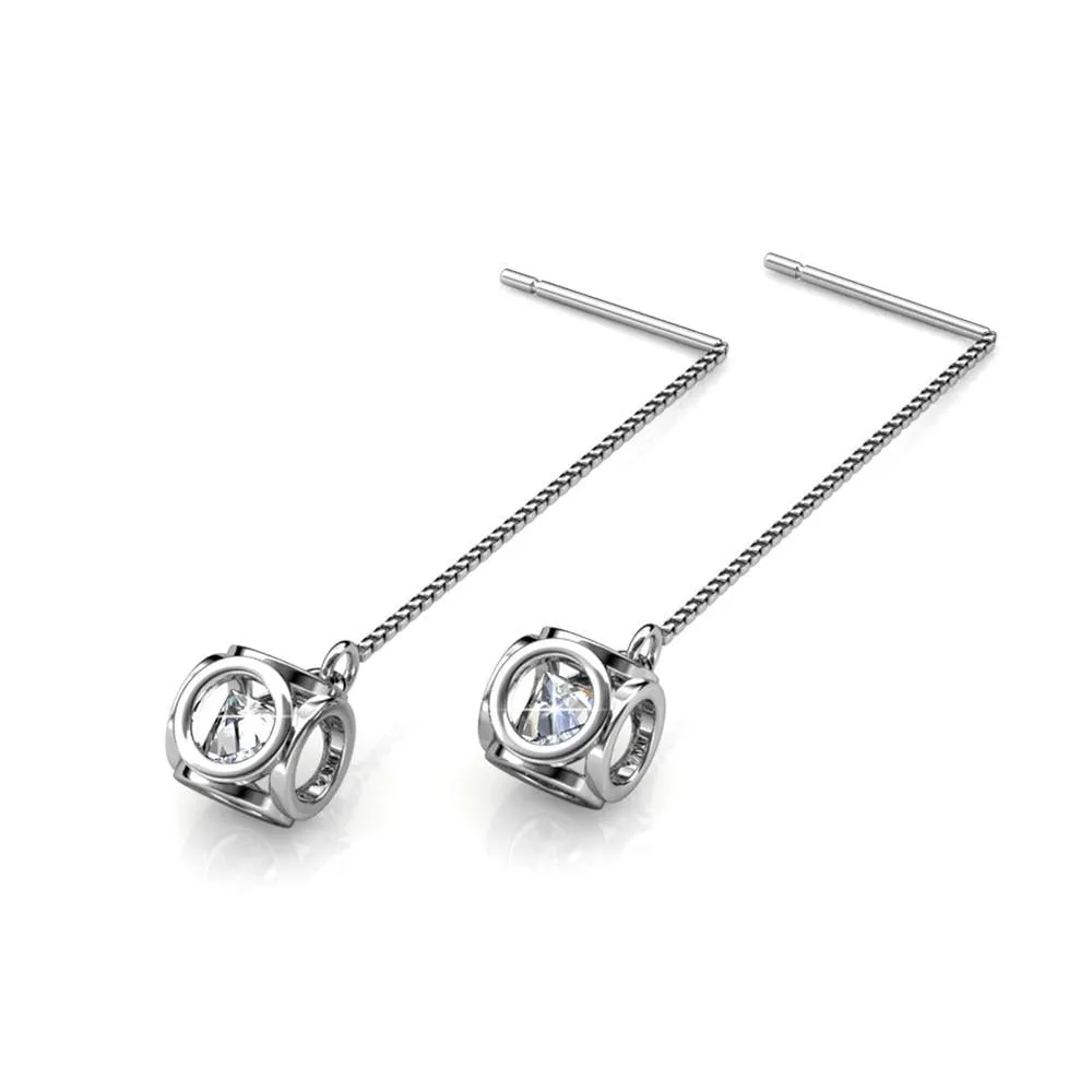 Luxus Swarovski Schmuck Lena 18 Karat Weißgold Ohrringe mit Swarovski Kristallen