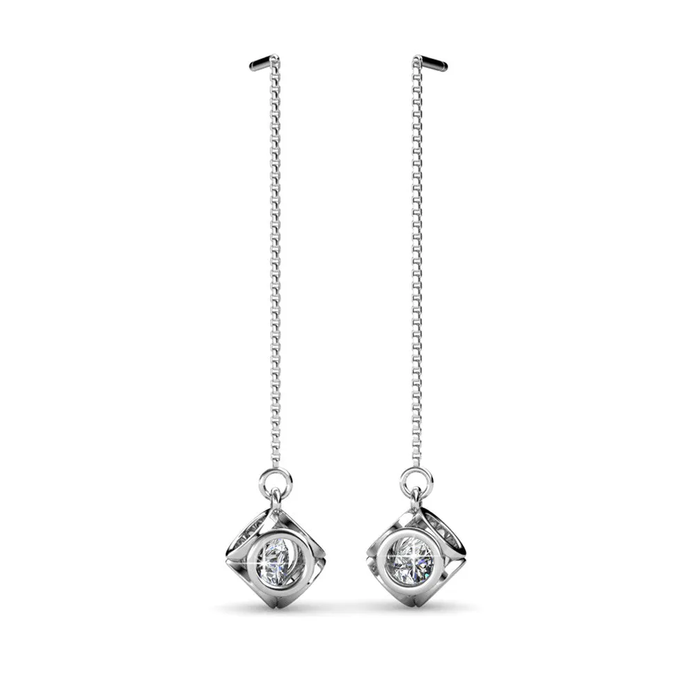 Luxus Swarovski Schmuck Lena 18 Karat Weißgold Ohrringe mit Swarovski Kristallen