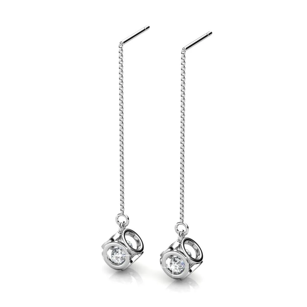 Luxus Swarovski Schmuck Lena 18 Karat Weißgold Ohrringe mit Swarovski Kristallen