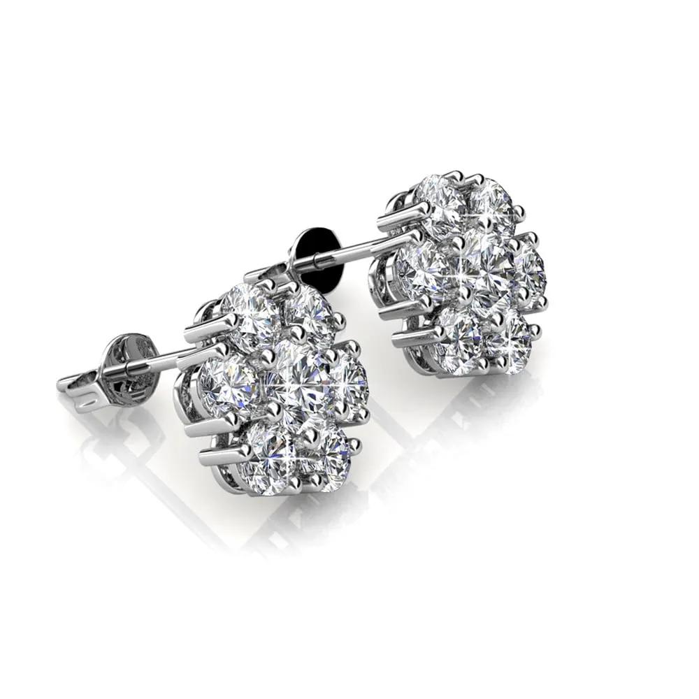 Luxus Swarovski Schmuck Maggie Blumenstecker mit Swarovski Kristallen in 18 Karat Weißgold vergoldet