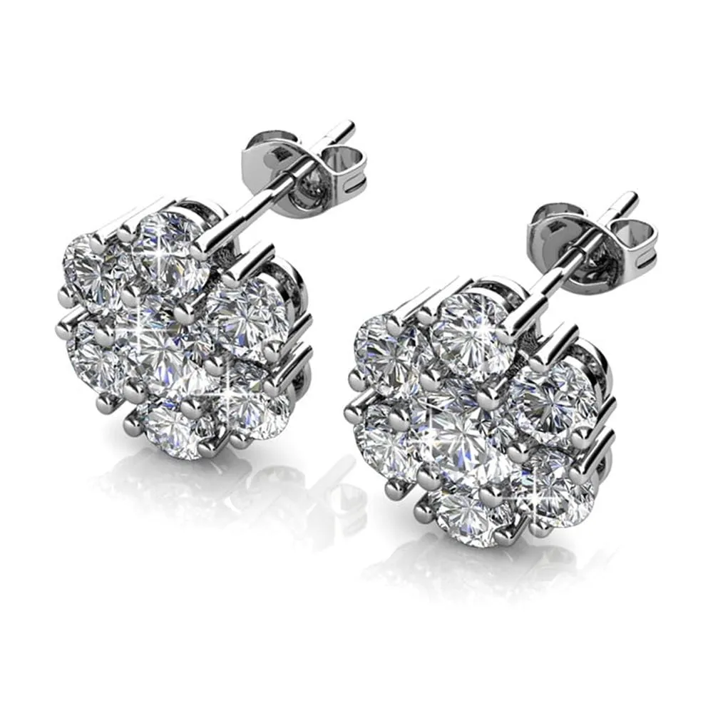 Luxus Swarovski Schmuck Maggie Blumenstecker mit Swarovski Kristallen in 18 Karat Weißgold vergoldet