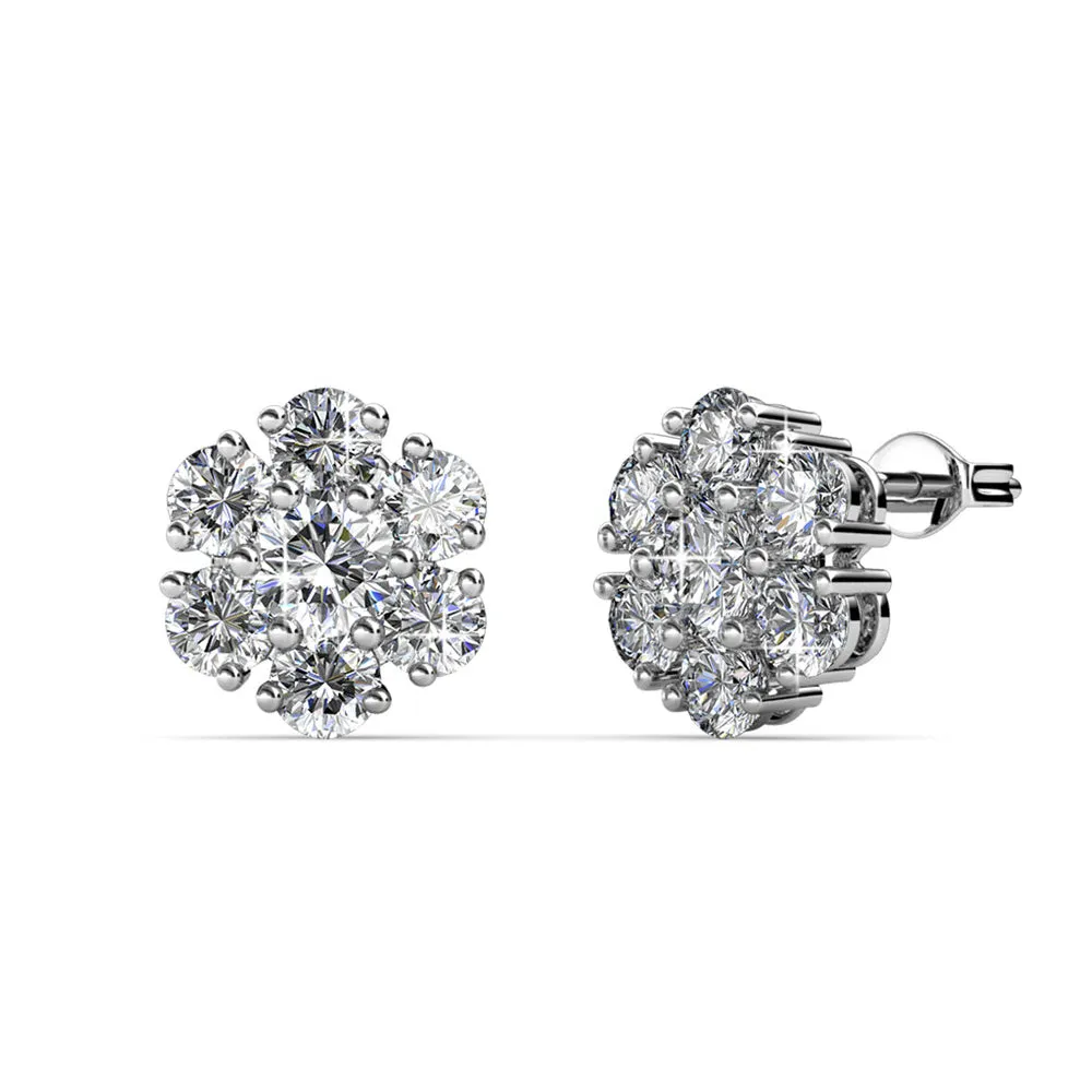 Luxus Swarovski Schmuck Maggie Blumenstecker mit Swarovski Kristallen in 18 Karat Weißgold vergoldet