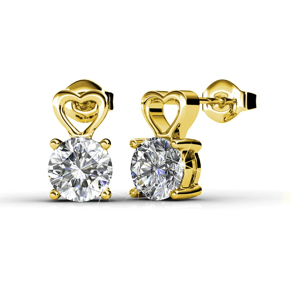 Luxe Swarovski Schmuck Marian 18k Weißgold Herz Ohrringe mit Rundschliff Swarovski Kristall — Endgültiger Verkauf