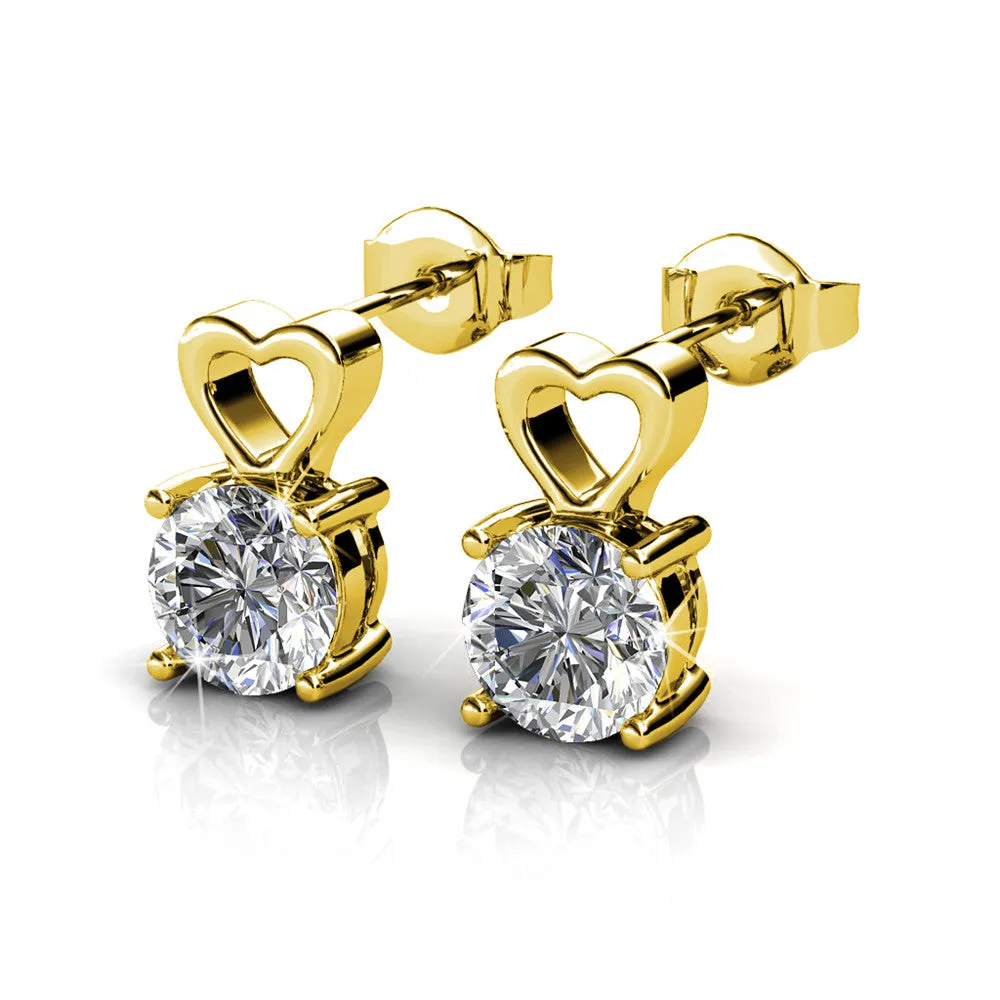 Luxe Swarovski Schmuck Marian 18k Weißgold Herz Ohrringe mit Rundschliff Swarovski Kristall — Endgültiger Verkauf
