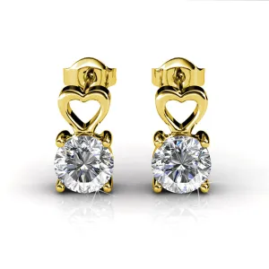 Luxe Swarovski Schmuck Marian 18k Weißgold Herz Ohrringe mit Rundschliff Swarovski Kristall — Endgültiger Verkauf