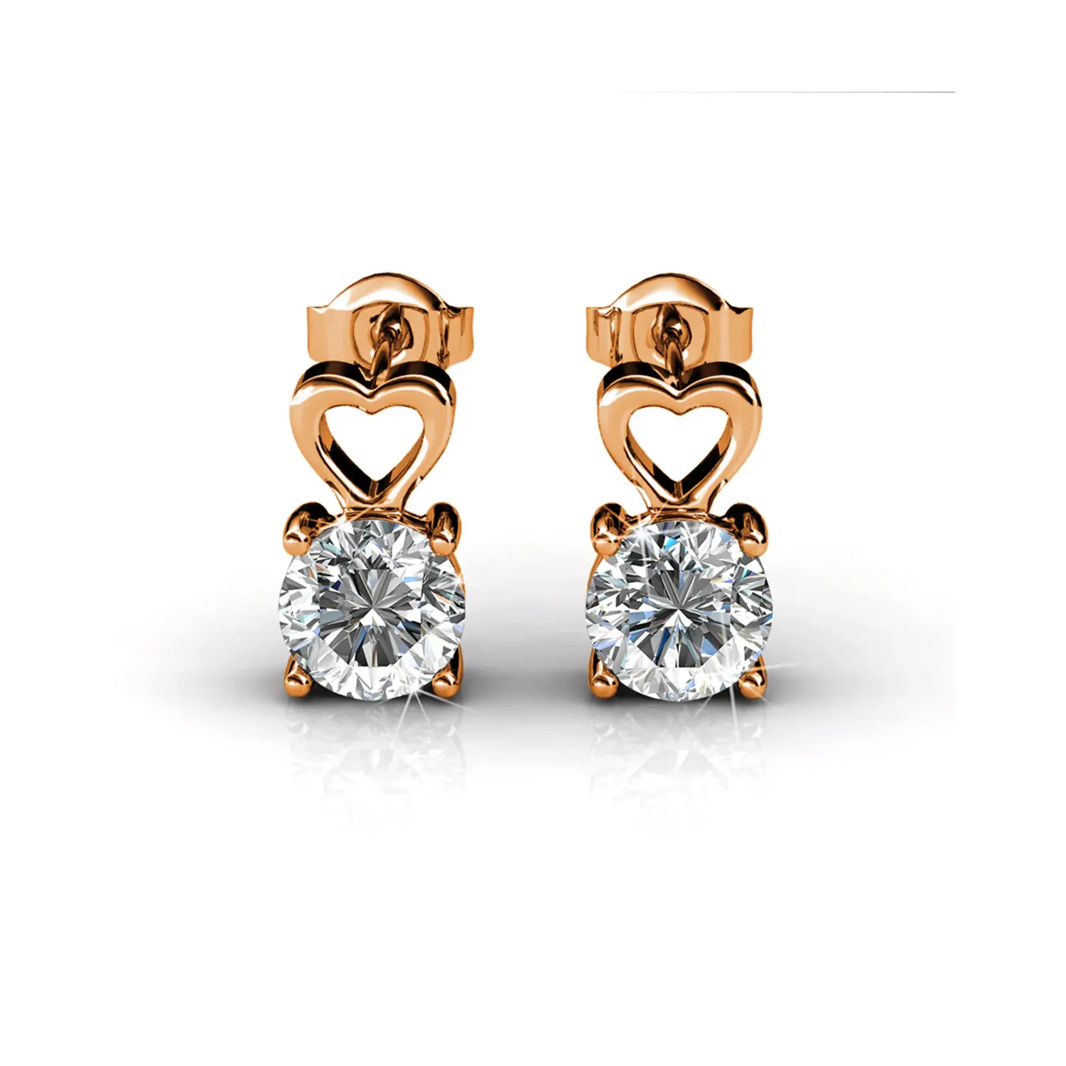 Luxe Swarovski Schmuck Marian 18k Weißgold Herz Ohrringe mit Rundschliff Swarovski Kristall — Endgültiger Verkauf