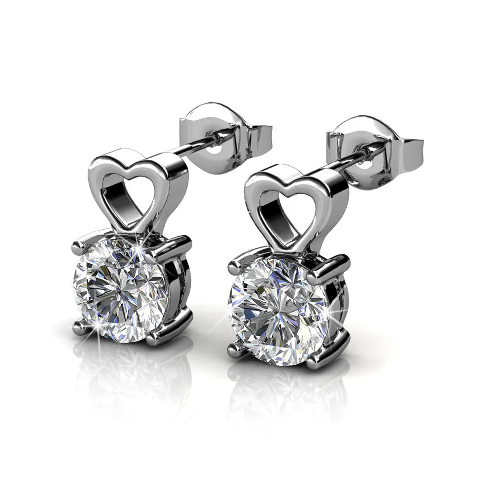 Luxus Swarovski Schmuck Marian 18k Weißgold beschichtete Herz Ohrringe mit rund geschliffenem Swarovski Kristall