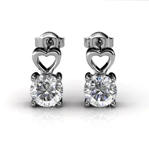 Luxus Swarovski Schmuck Marian 18k Weißgold beschichtete Herz Ohrringe mit rund geschliffenem Swarovski Kristall
