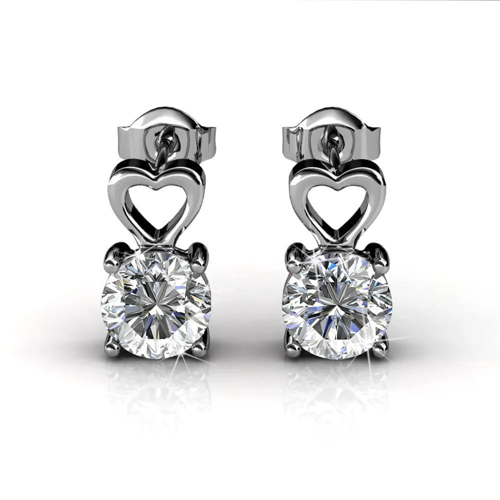Luxus Swarovski Schmuck Marian 18k Weißgold beschichtete Herz Ohrringe mit rund geschliffenem Swarovski Kristall