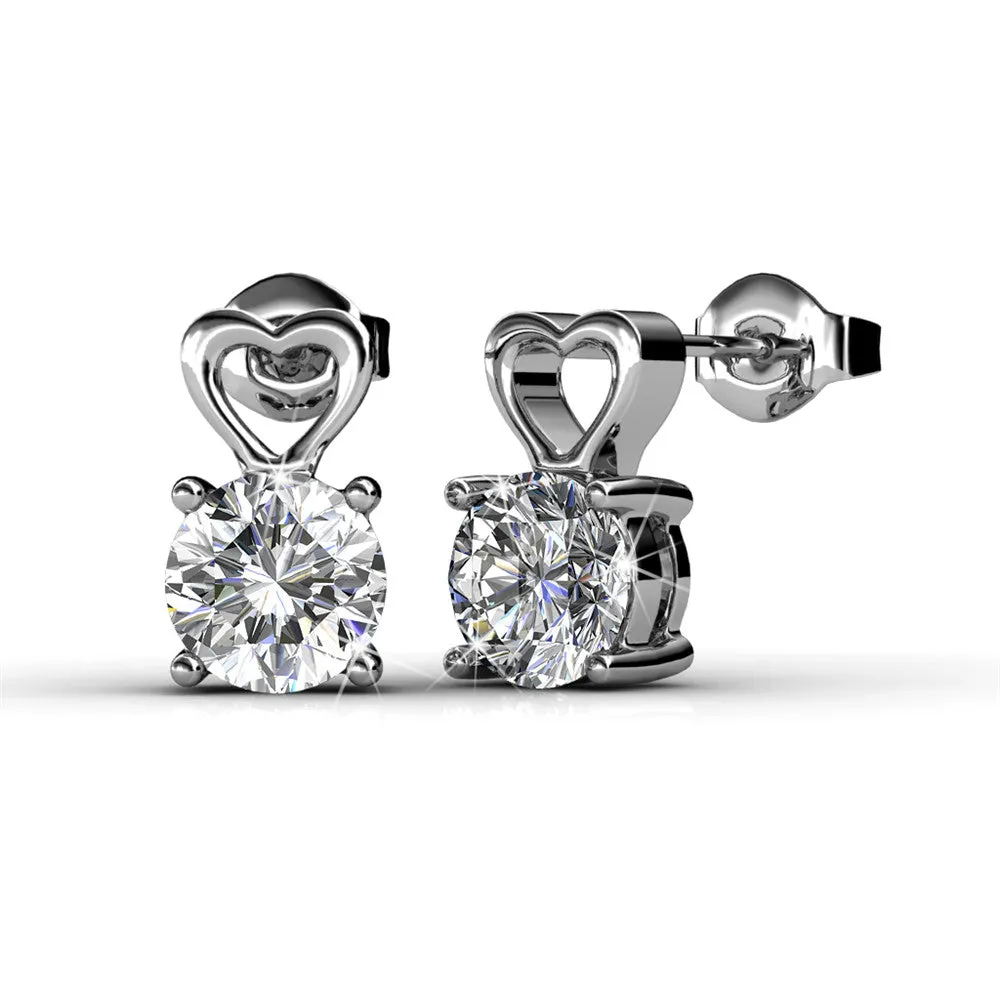 Luxus Swarovski Schmuck Marian 18k Weißgold beschichtete Herz Ohrringe mit rund geschliffenem Swarovski Kristall