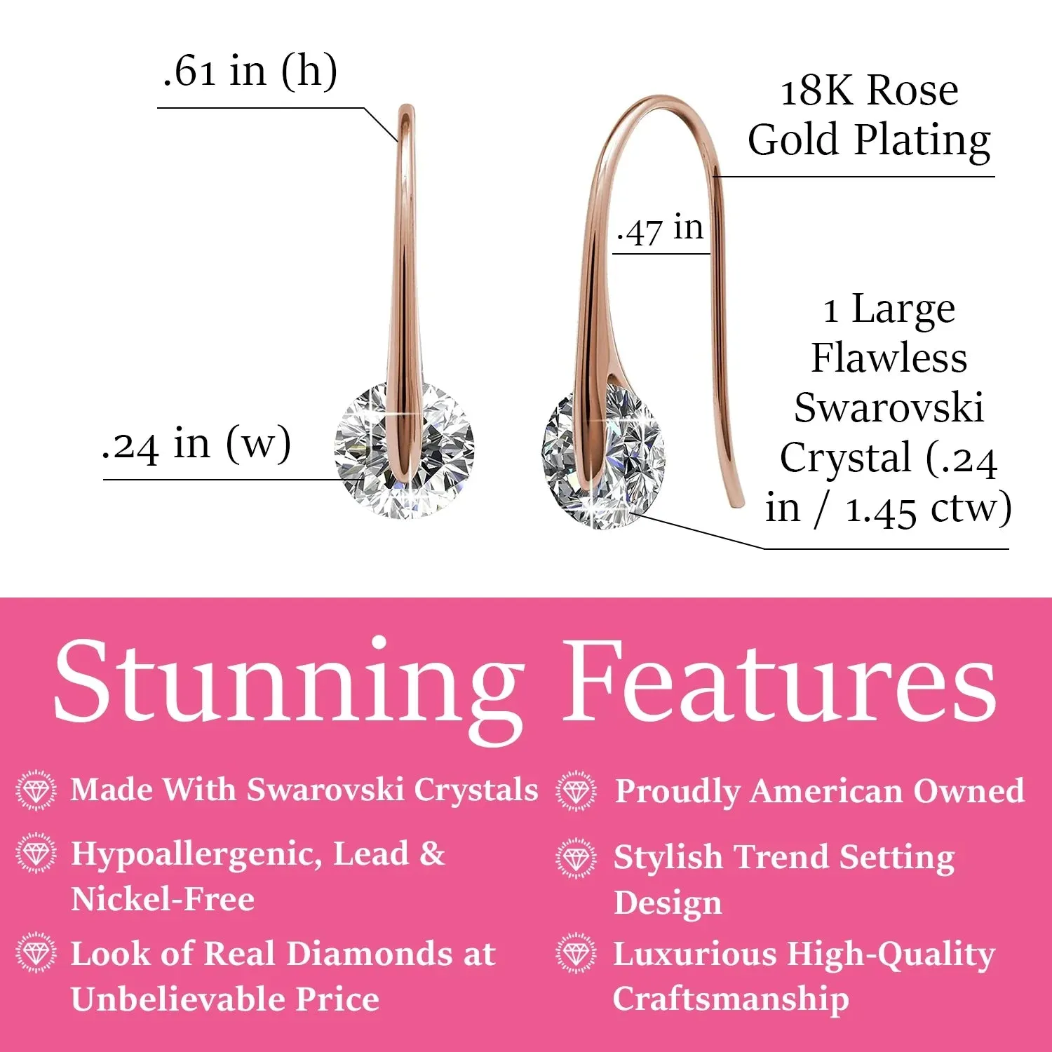 Luxus Swarovski Schmuck McKayla Ohrringe mit Swarovski Kristallen in 18 Karat Weißgold beschichtet