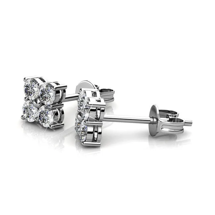Luxe Swarovski Schmuck Rae 18 Karat Weißgold Stecker mit Swarovski Kristallen