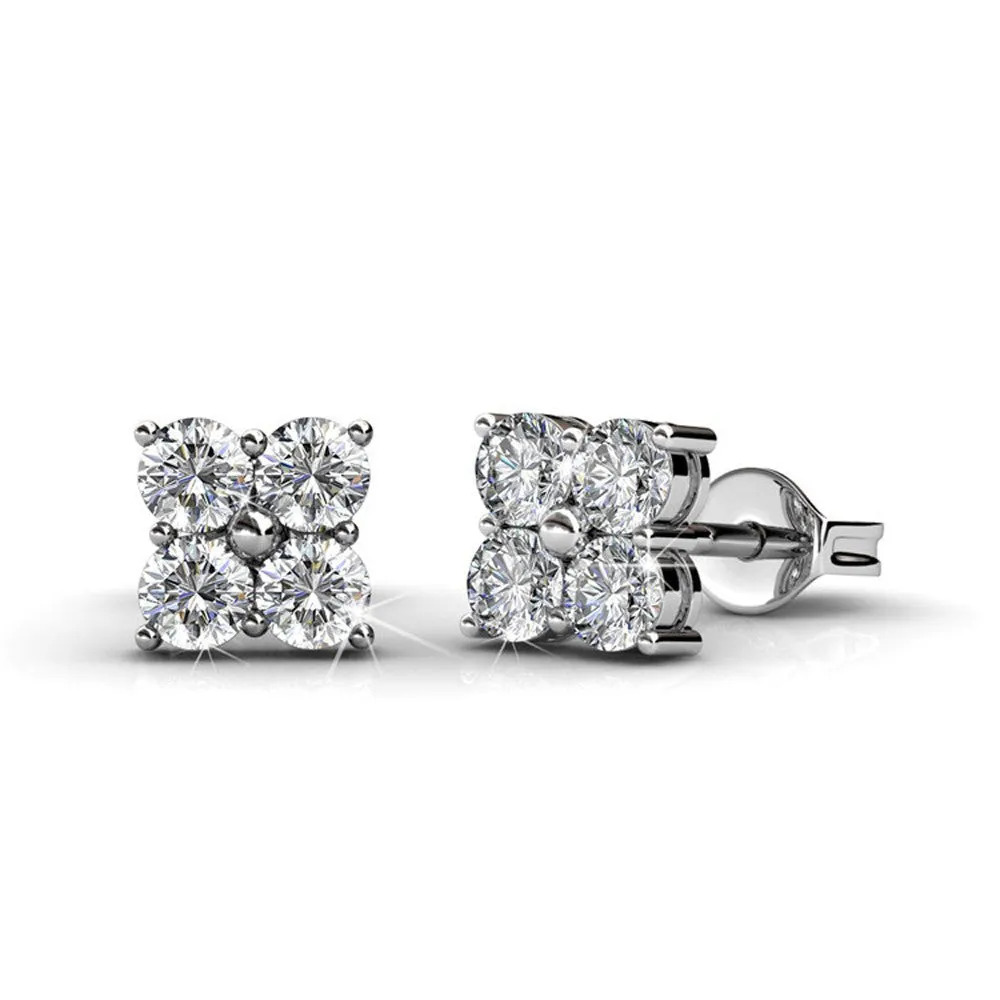 Luxe Swarovski Schmuck Rae 18 Karat Weißgold Stecker mit Swarovski Kristallen