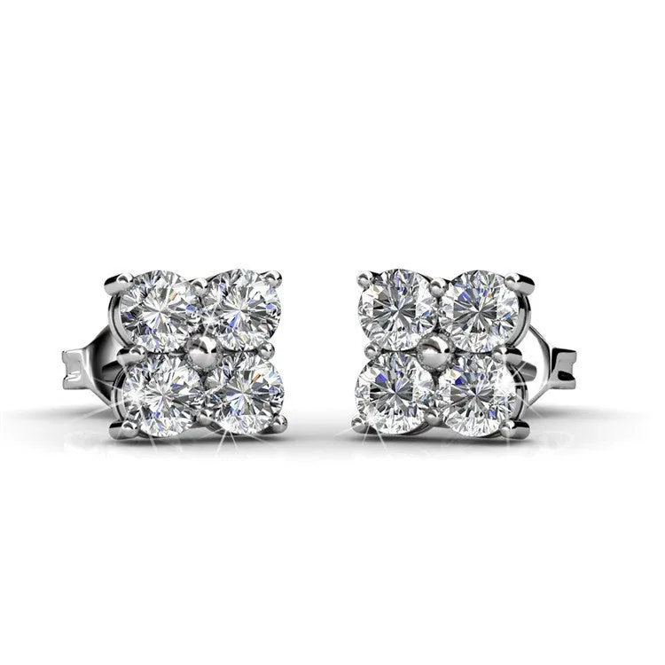 Luxe Swarovski Schmuck Rae 18 Karat Weißgold Stecker mit Swarovski Kristallen