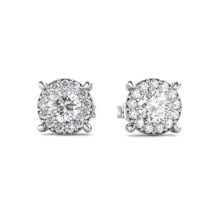 Luxuriöser Swarovski-Schmuck Raylee Stecker mit Halo-Fassung aus 18 Karat Weißgold und Swarovski-Kristallen