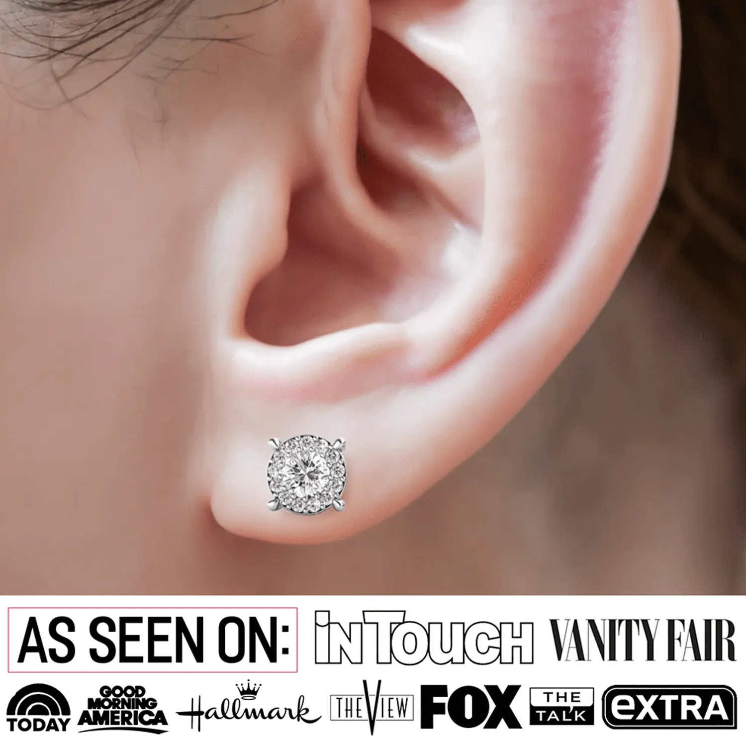 Luxuriöser Swarovski-Schmuck Raylee Stecker mit Halo-Fassung aus 18 Karat Weißgold und Swarovski-Kristallen