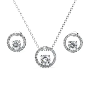 Luxus Swarovski Schmuck Kollektion 18 Karat Weißgold Halskette und Ohrringe Set mit Swarovski Kristallen