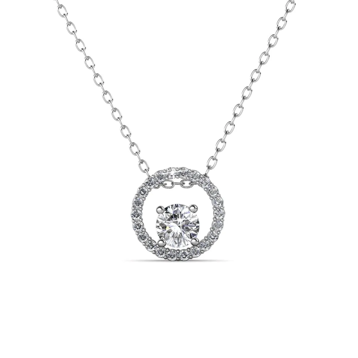 Luxus Swarovski Schmuck Kollektion 18 Karat Weißgold Halskette und Ohrringe Set mit Swarovski Kristallen