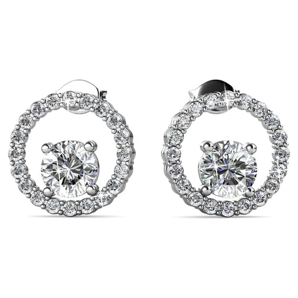 Luxus Swarovski Schmuck Kollektion 18 Karat Weißgold Halskette und Ohrringe Set mit Swarovski Kristallen