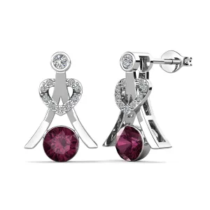 Luxuriöser Swarovski-Schmuck Serenity Ohrstecker mit Amethyst, dem Geburtsstein des Februars, aus versilbertem 18-karätigem Weißgold mit runden Swarovski-Kristallen