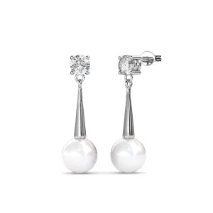 Luxe Swarovski Schmuck Tatum 18k Weißgold Perlen Ohrstecker mit Swarovski Kristall