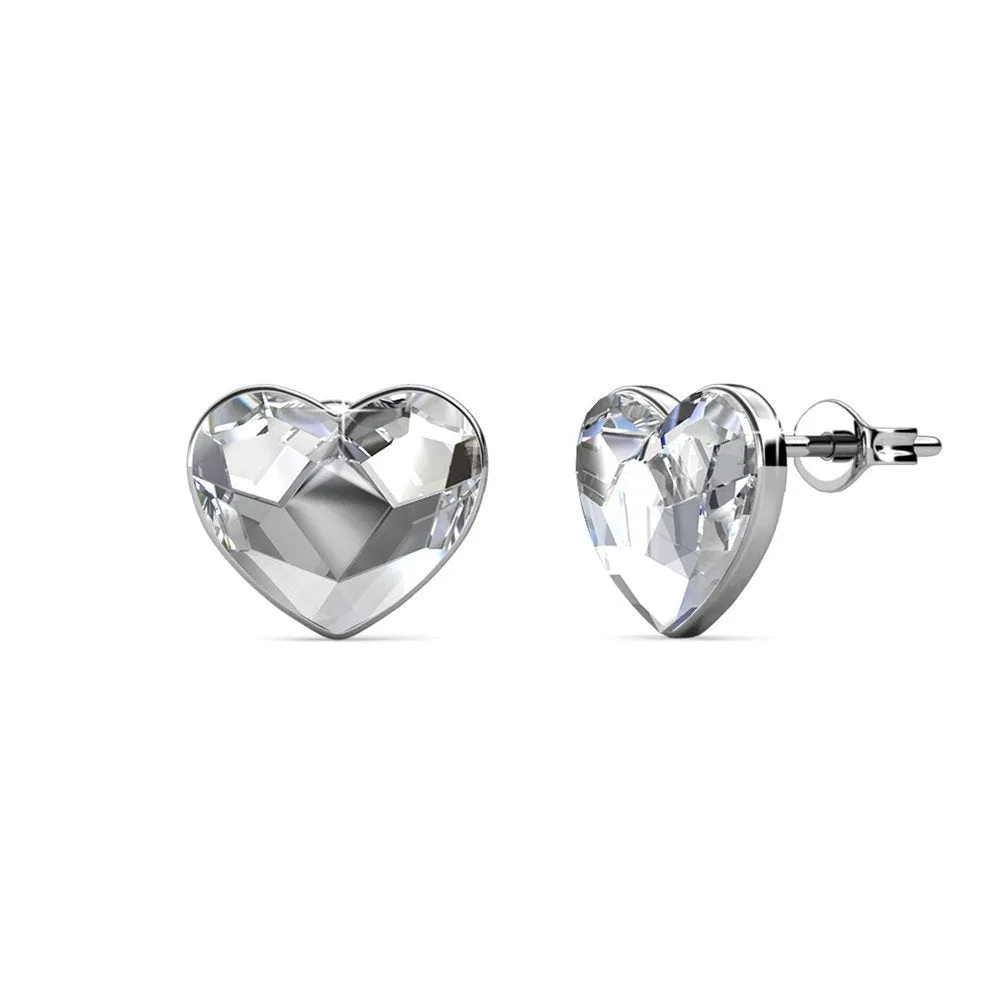 Luxus Swarovski Schmuck Violett 18k Weißgold beschichtete Herz Stecker Ohrringe mit Swarovski Kristallen
