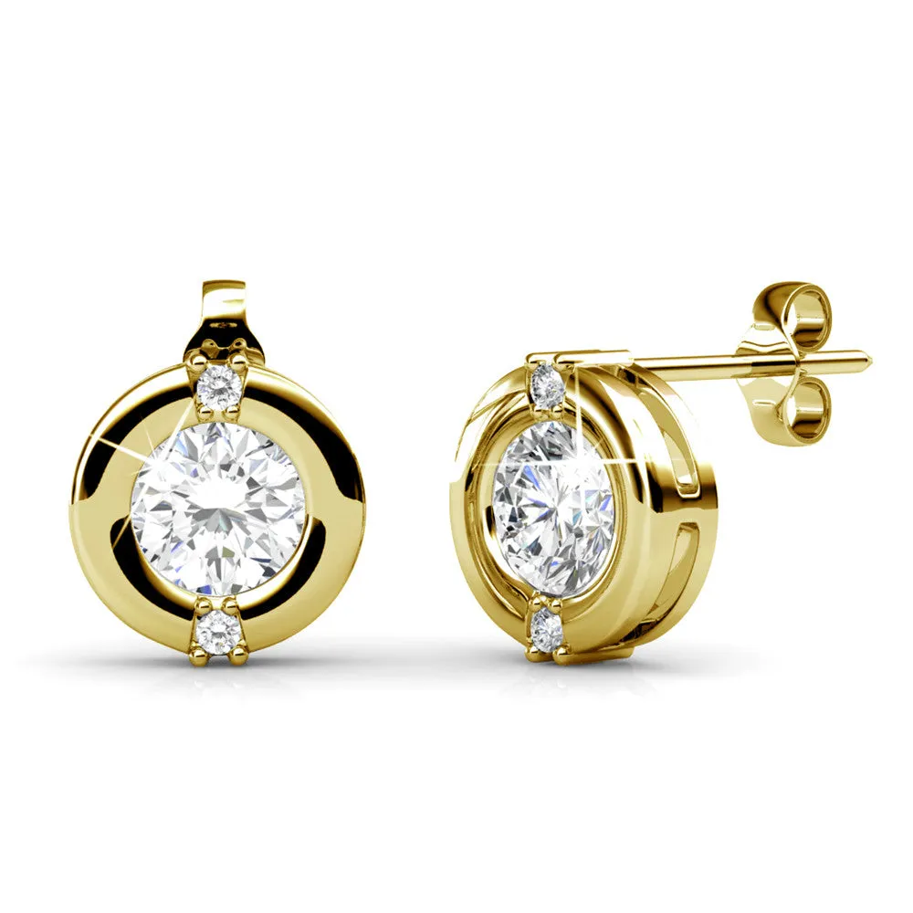 Luxus Swarovski Schmuck Zara 18k Weißgold beschichtete Steckerohrringe mit runden Swarovski Kristallen