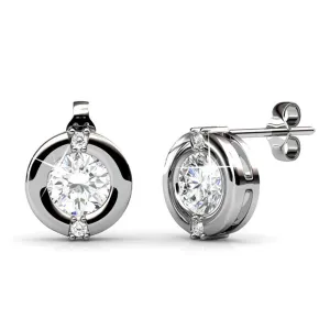 Luxus Swarovski Schmuck Zara 18k Weißgold beschichtete Steckerohrringe mit runden Swarovski Kristallen