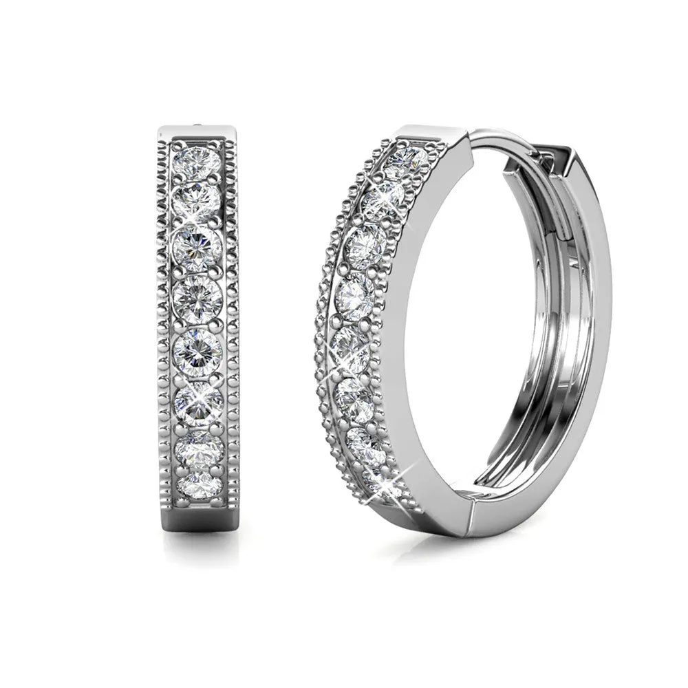 Lydia 18k Weißgold plattierte 16mm Creolen mit Swarovski Kristallen