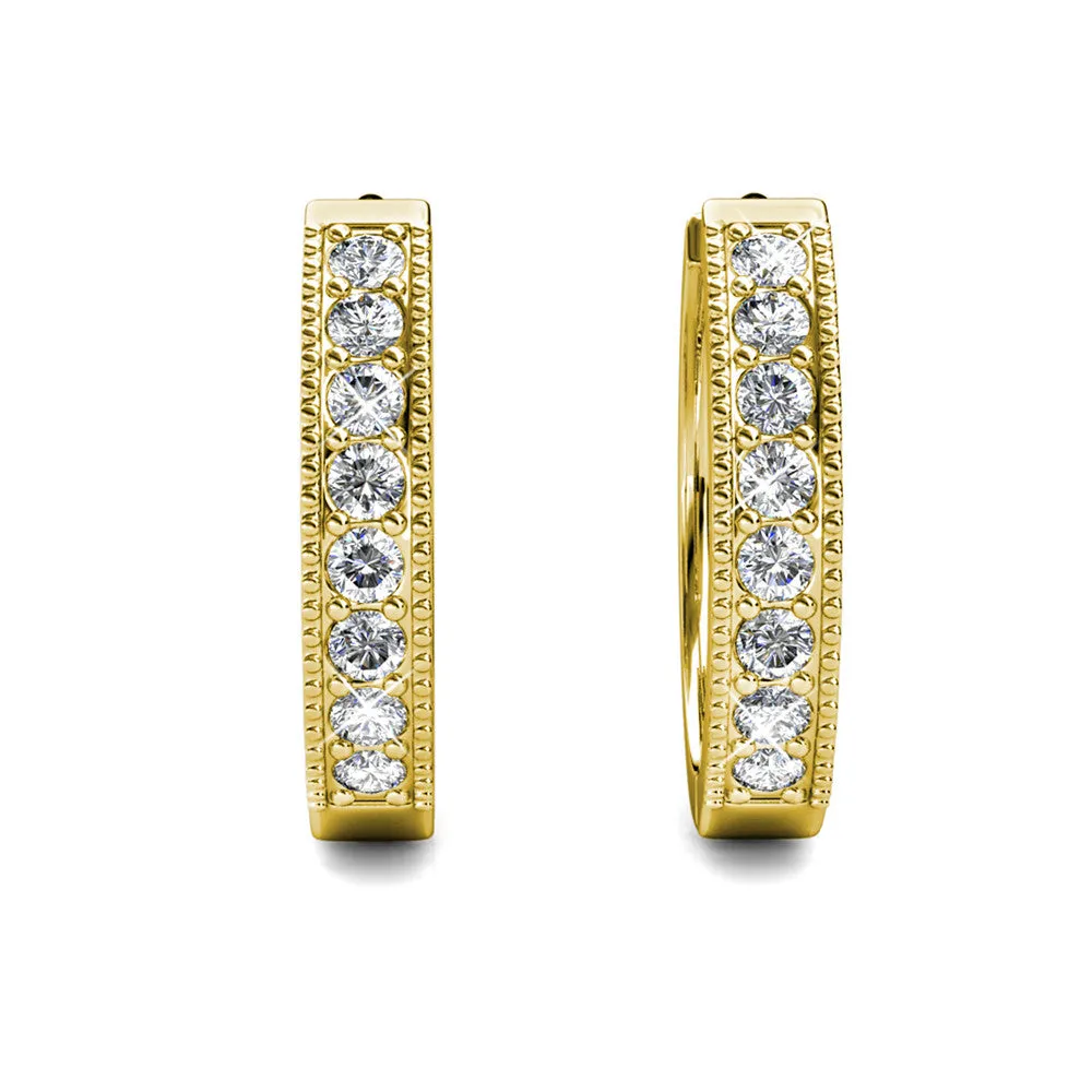 Lydia 18k Weißgold plattierte 16mm Creolen mit Swarovski Kristallen
