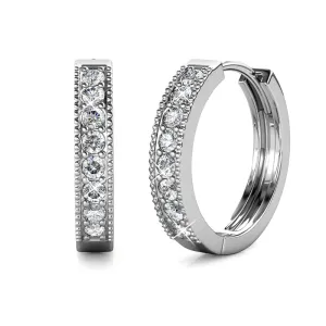 Lydia 18k Weißgold plattierte 16mm Creolen mit Swarovski Kristallen
