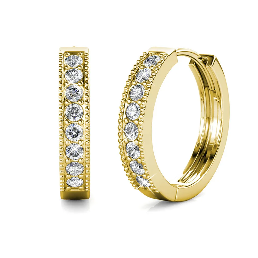Lydia 18k Weißgold plattierte 16mm Creolen mit Swarovski Kristallen