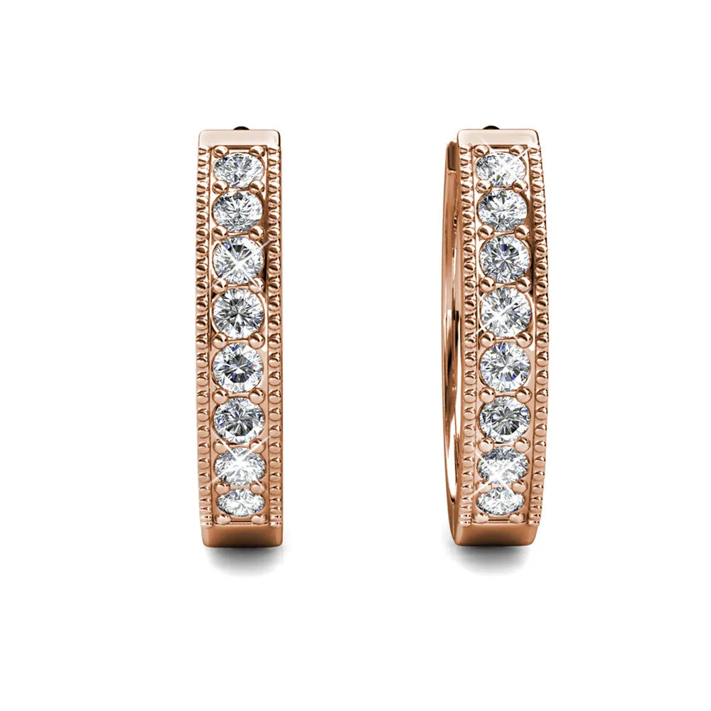 Lydia 18k Weißgold plattierte 16mm Creolen mit Swarovski Kristallen