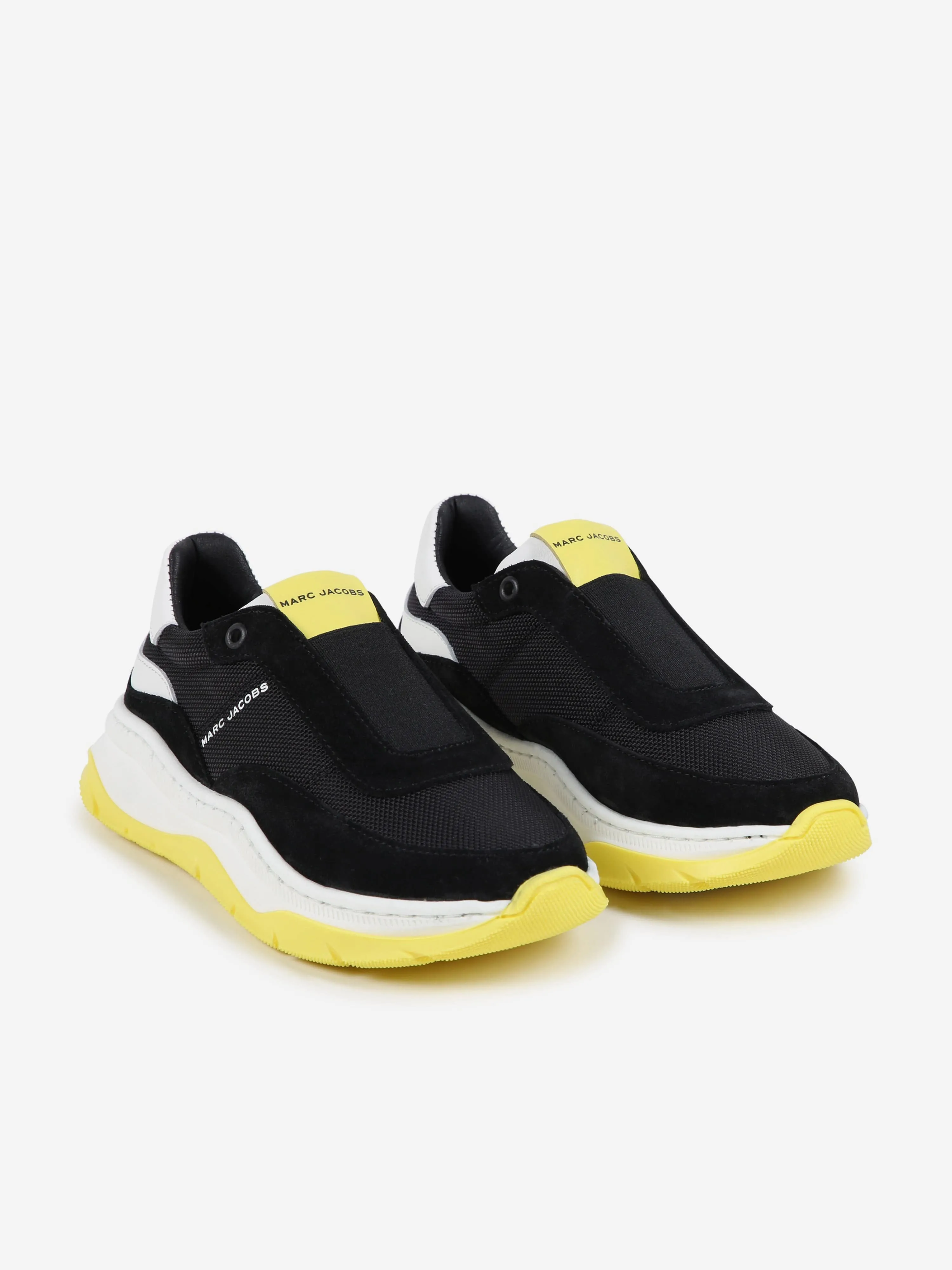 MARC JACOBS Kids Leder-Logo-Turnschuhe in Schwarz
