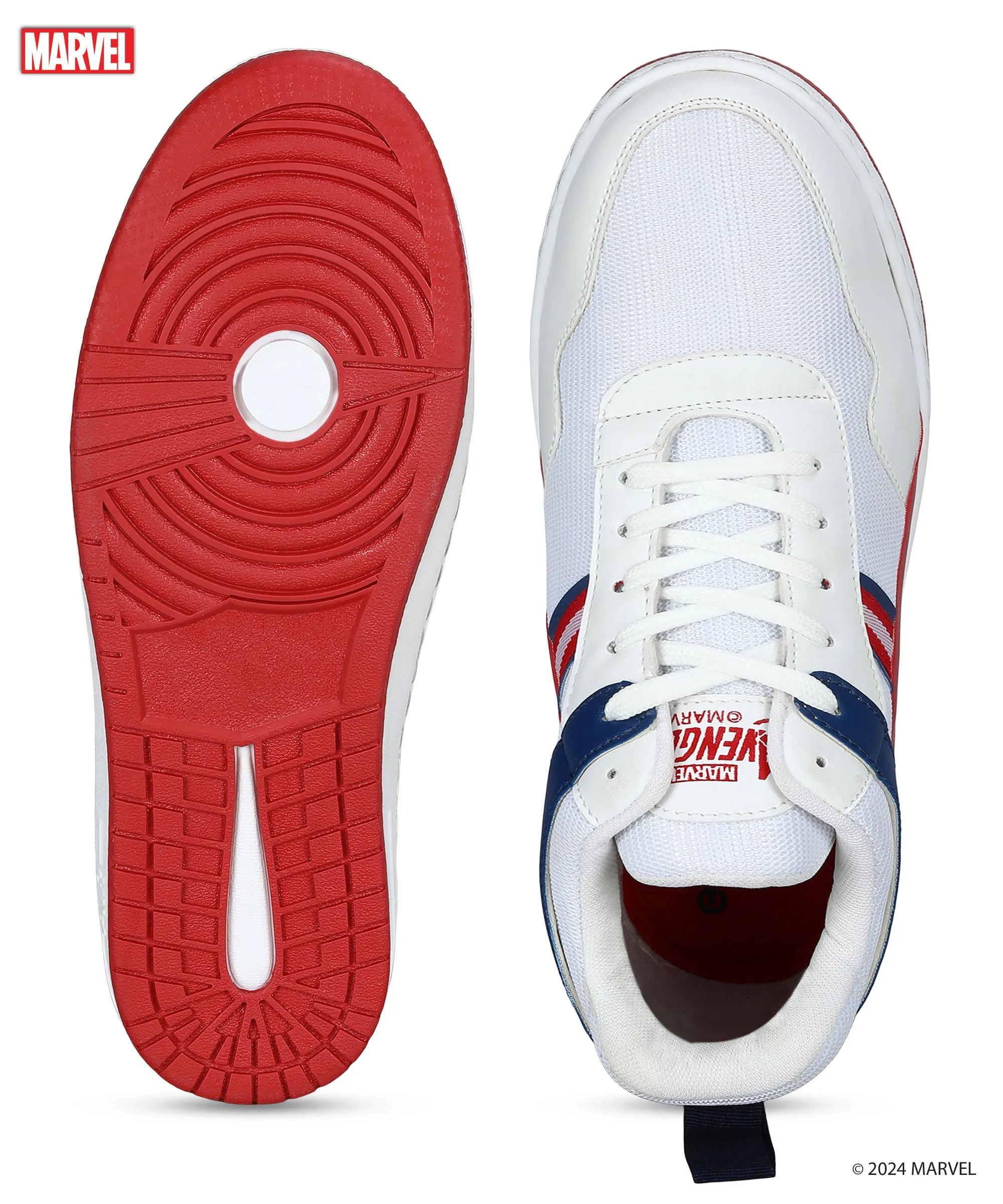 Marvel Herren Weiße Freizeit-Sneaker | Gepolstert & Schnürung Outdoor-Stil