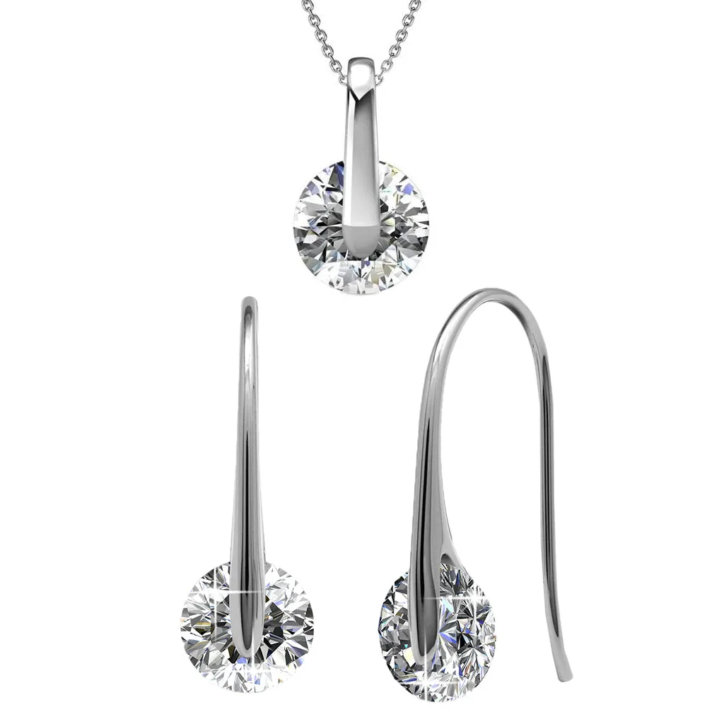 McKayla 18k Weißgold plattiertes Halsketten- und Ohrring-Set mit Swarovski-Kristallen