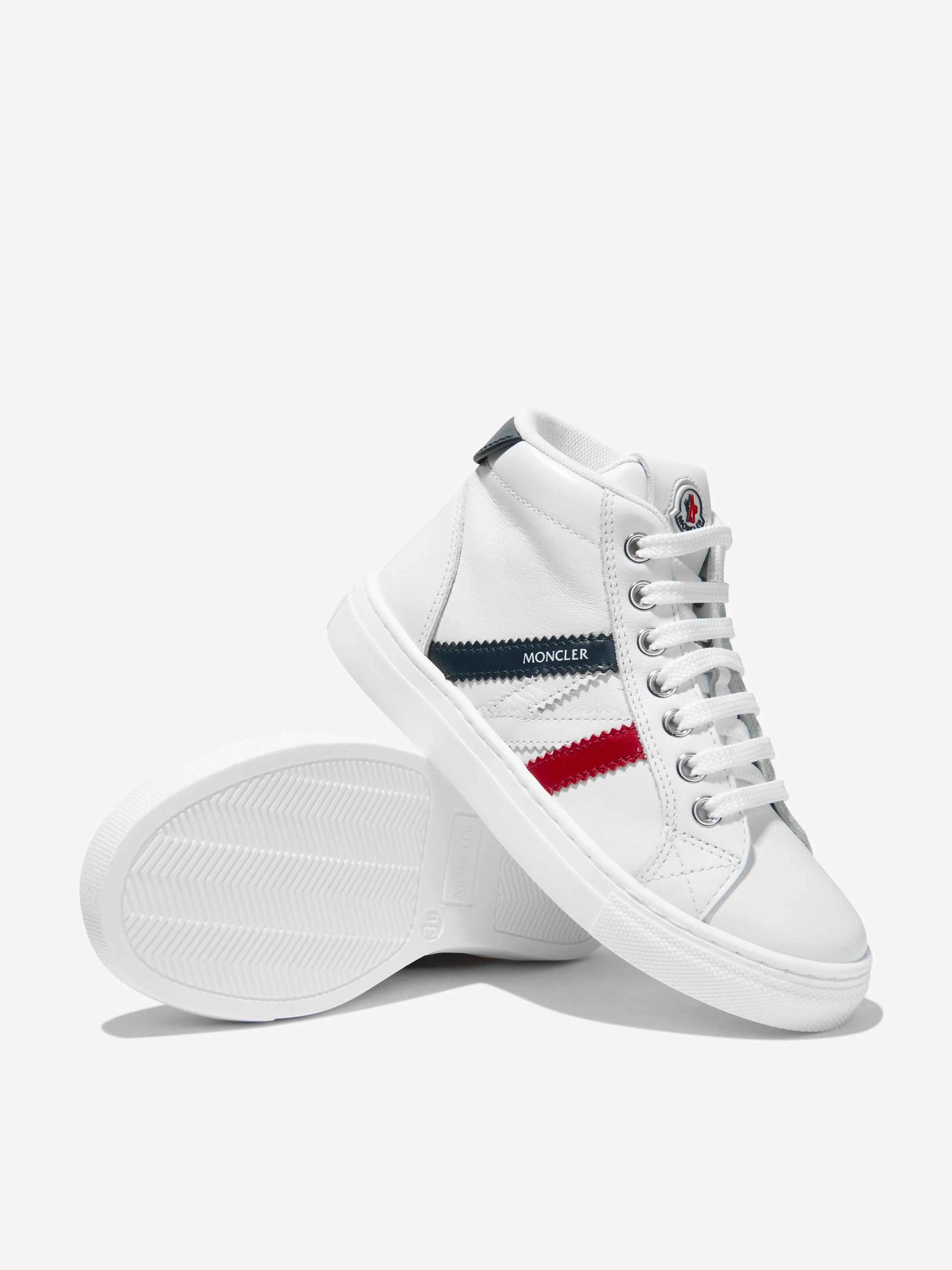 Moncler Enfant Kinder Leder Monaco High Top Turnschuhe in Weiß
