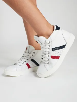 Moncler Enfant Kinder Leder Monaco High Top Turnschuhe in Weiß