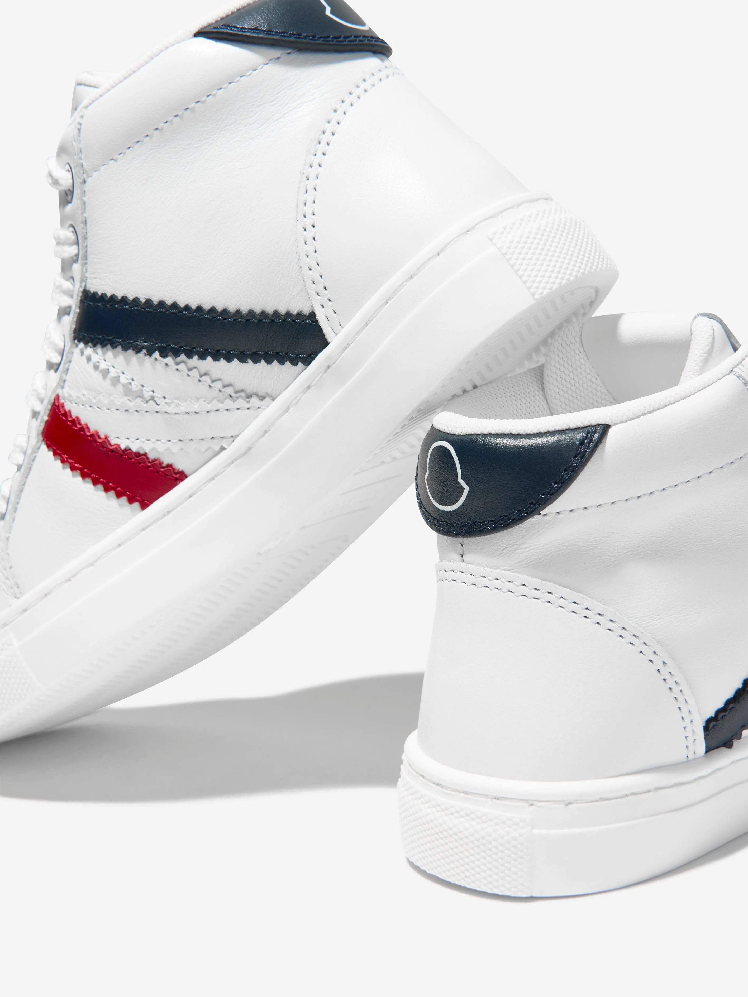 Moncler Enfant Kinder Leder Monaco High Top Turnschuhe in Weiß