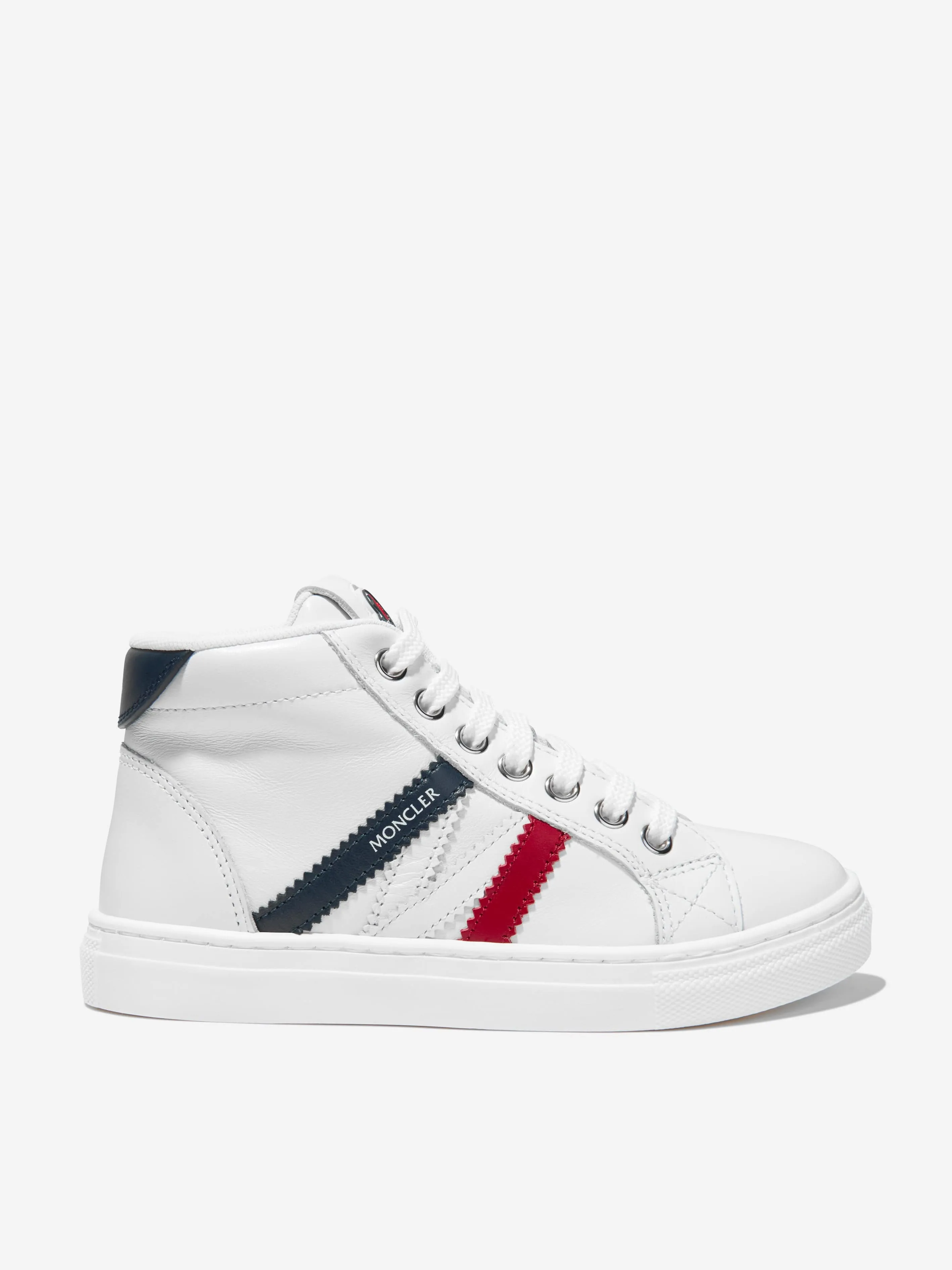 Moncler Enfant Kinder Leder Monaco High Top Turnschuhe in Weiß