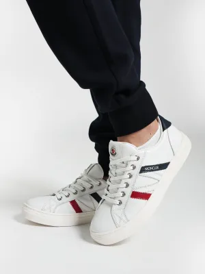 Moncler Enfant Kinder Leder Petit Monaco Low Top Sneaker in Weiß
