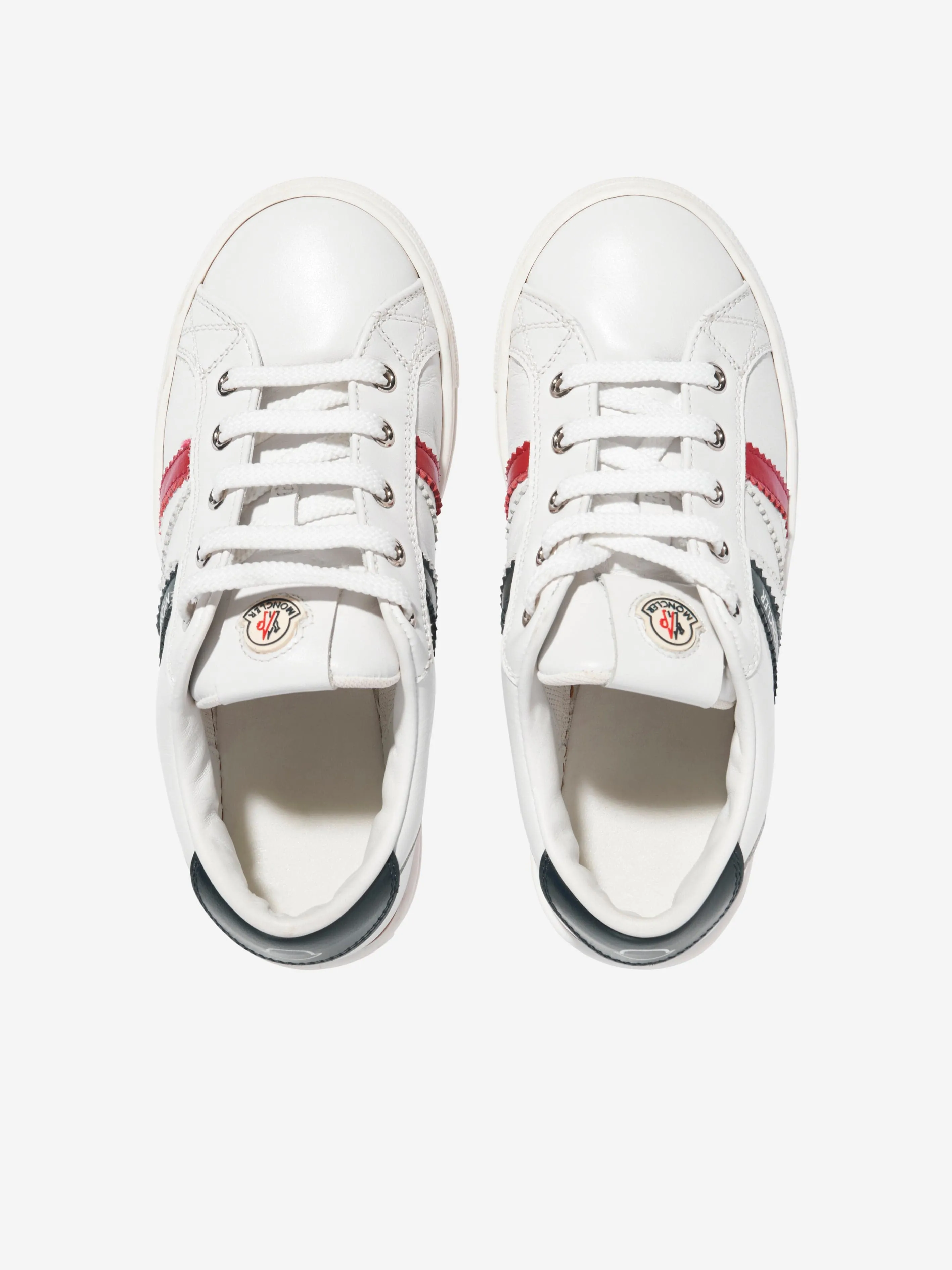 Moncler Enfant Kinder Leder Petit Monaco Low Top Sneaker in Weiß