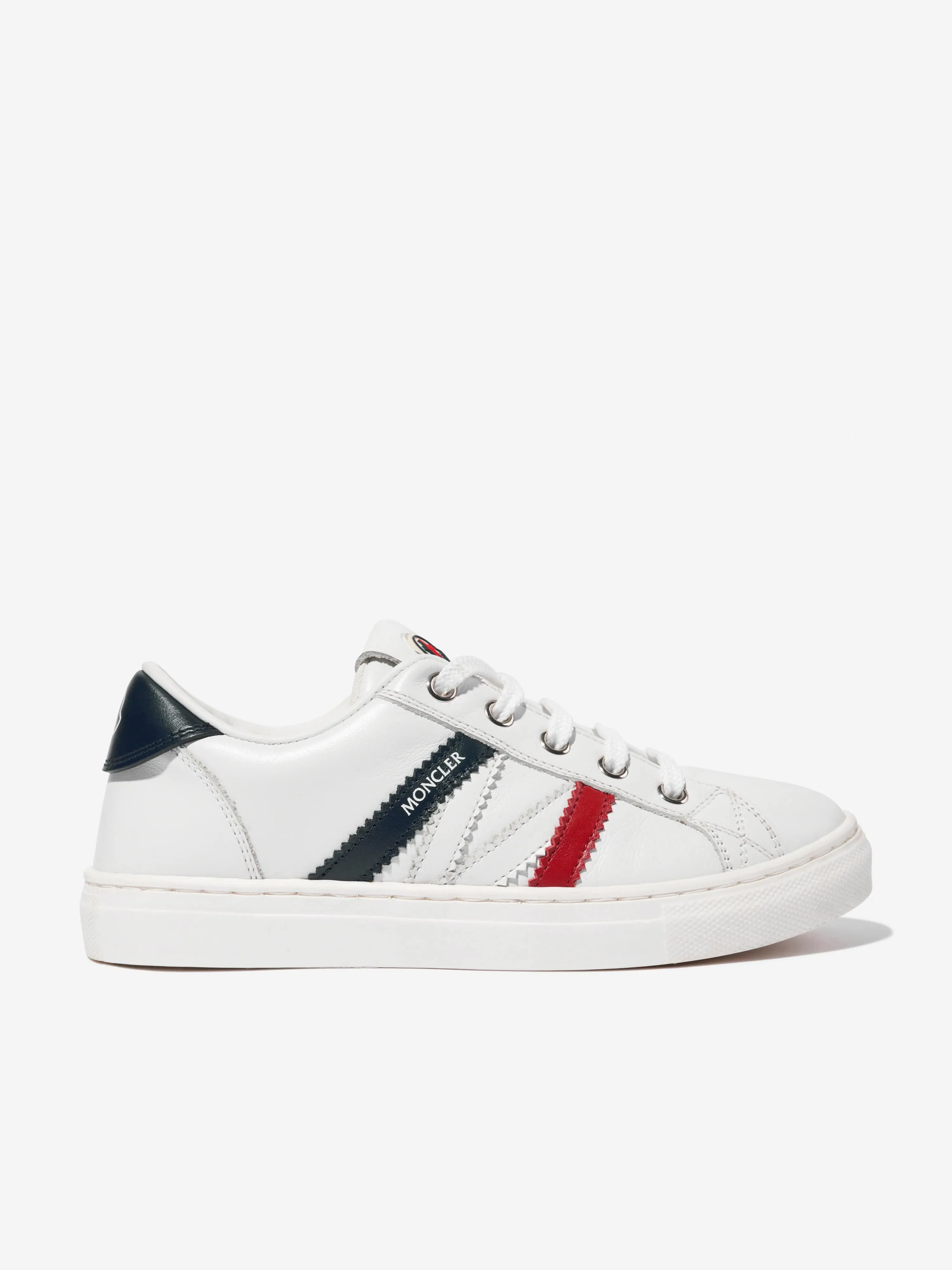 Moncler Enfant Kinder Leder Petit Monaco Low Top Sneaker in Weiß