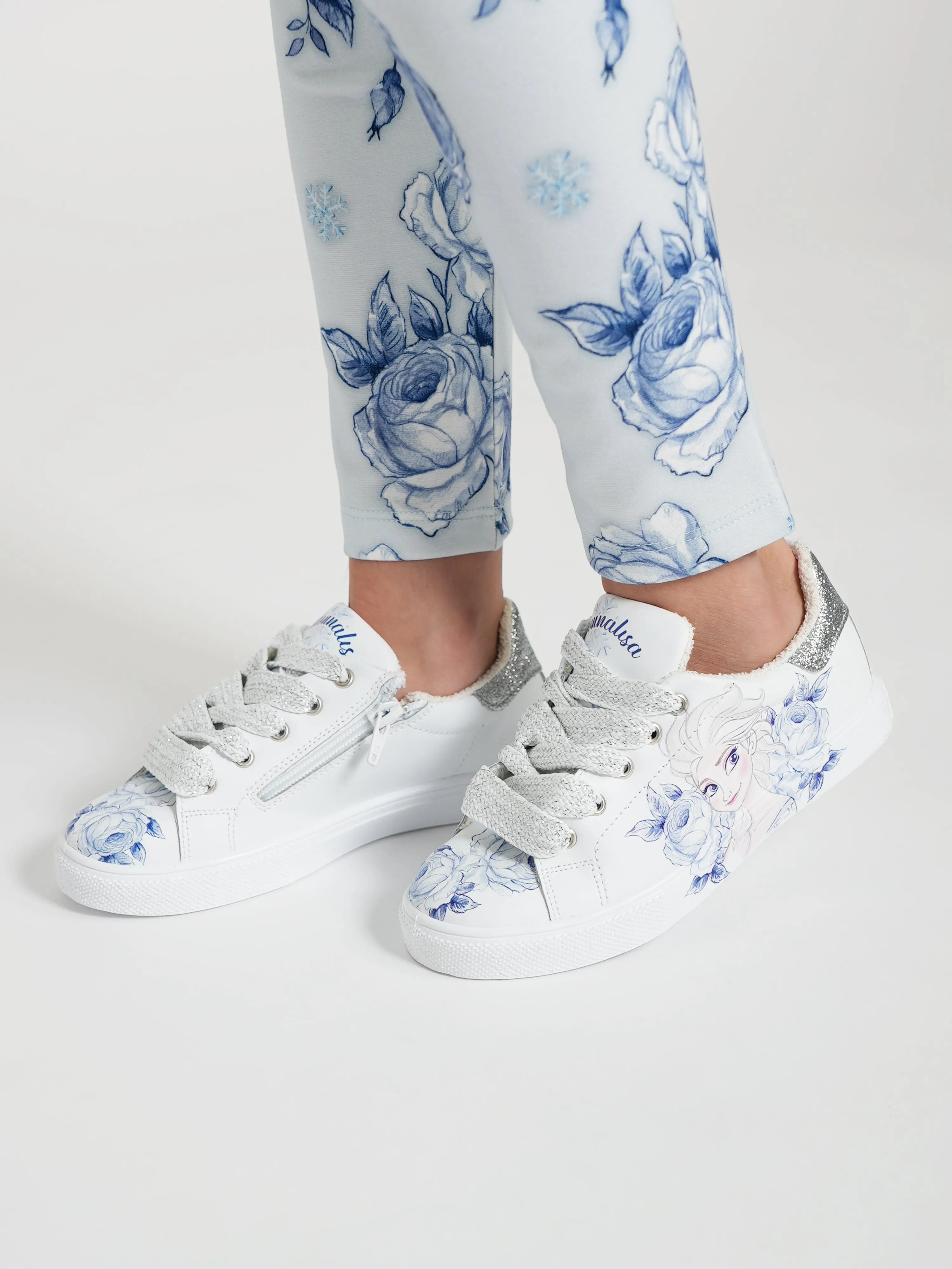 Monnalisa Mädchen Leder Frozen Sneaker in Weiß