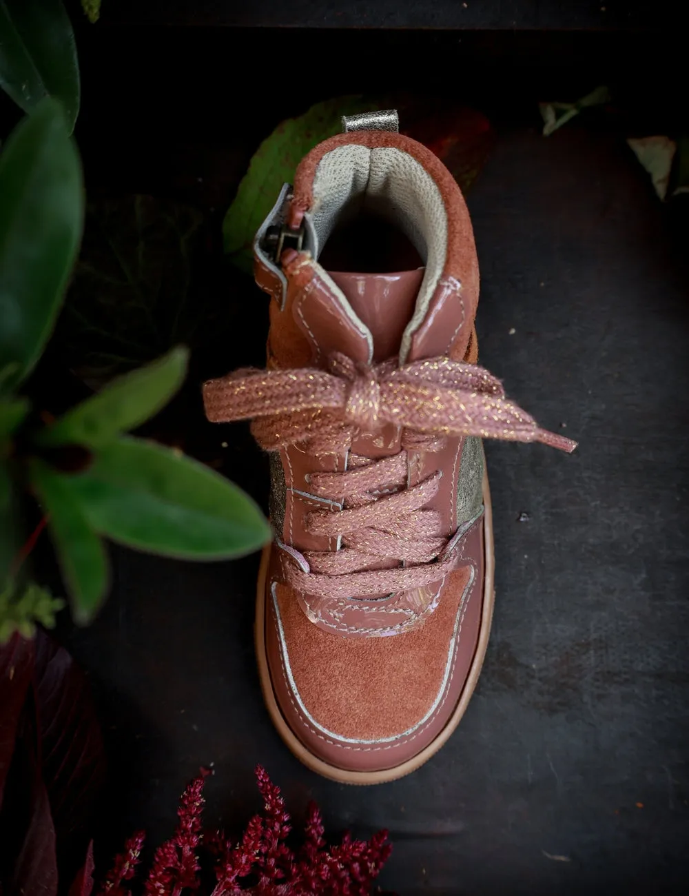 Berg-Sneaker-Schnürsenkel - Rosenton Lackleder