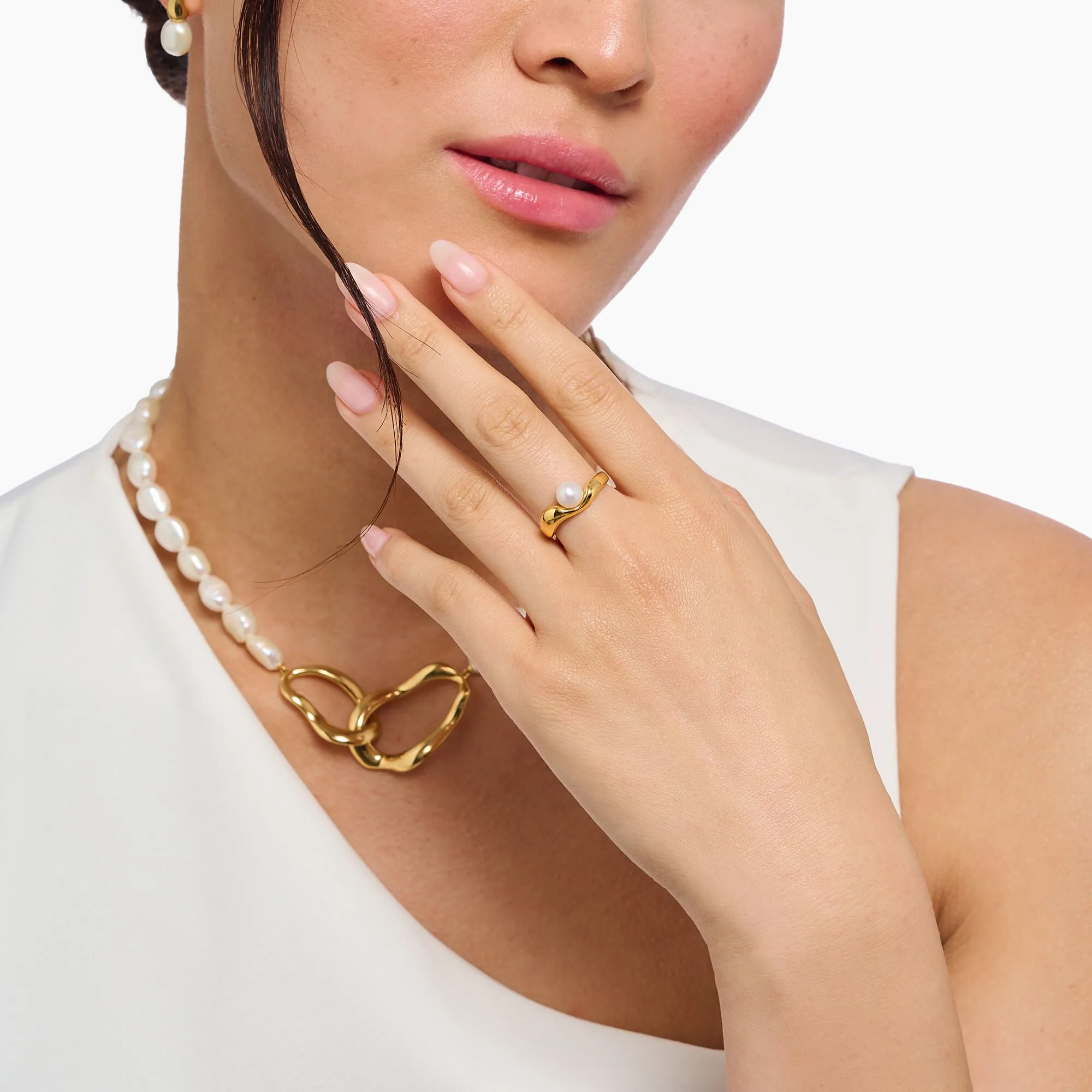 Natürliche Schönheit vergoldeter Süßwasserperlenring TR2485-430-14 Thomas Sabo Ringe