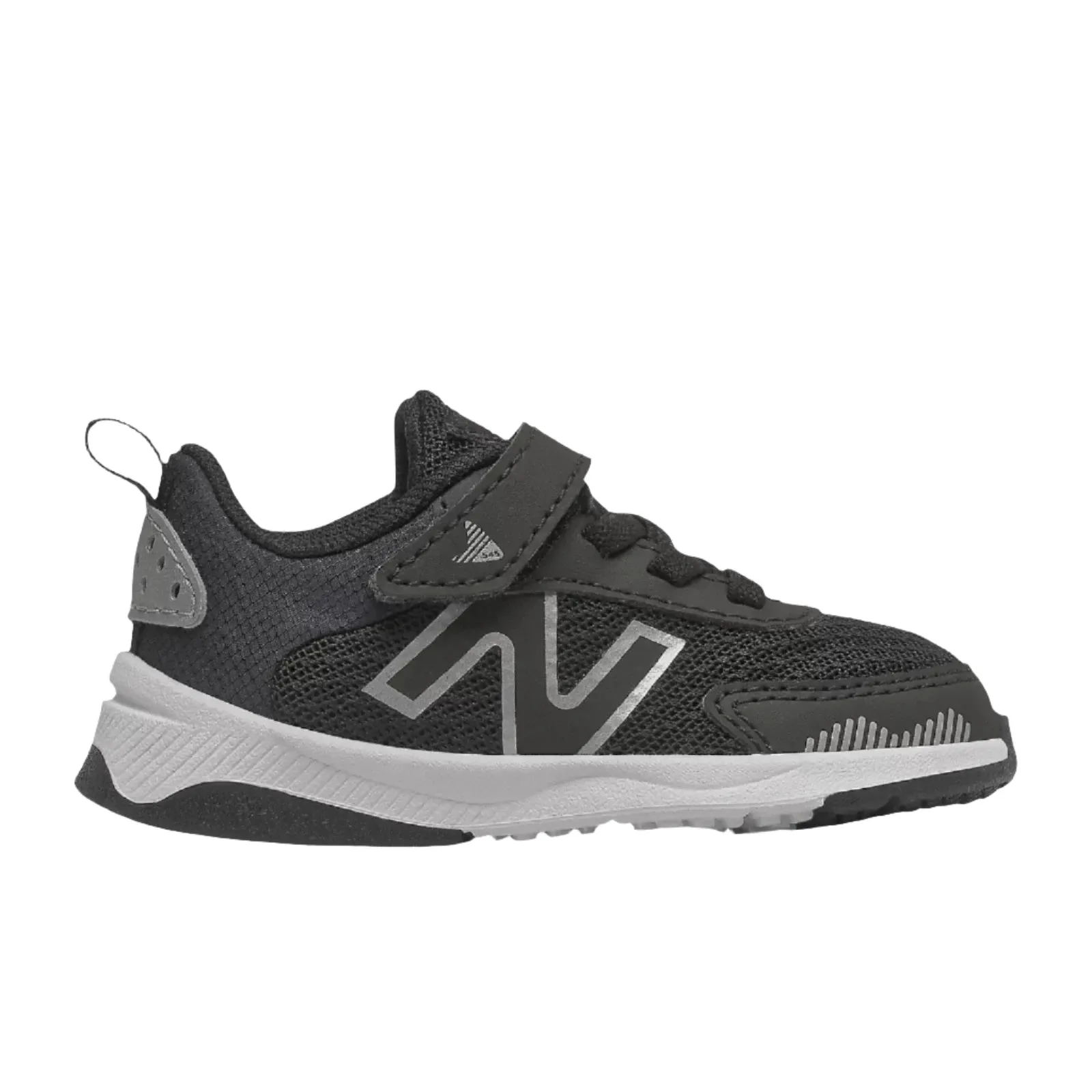 New Balance Schuhe Kinder Dynasoft IT545BO1 Bungee-Schnürung mit Oberriemen Schwarz/Weiß/Silber Metallic (4c-10c)